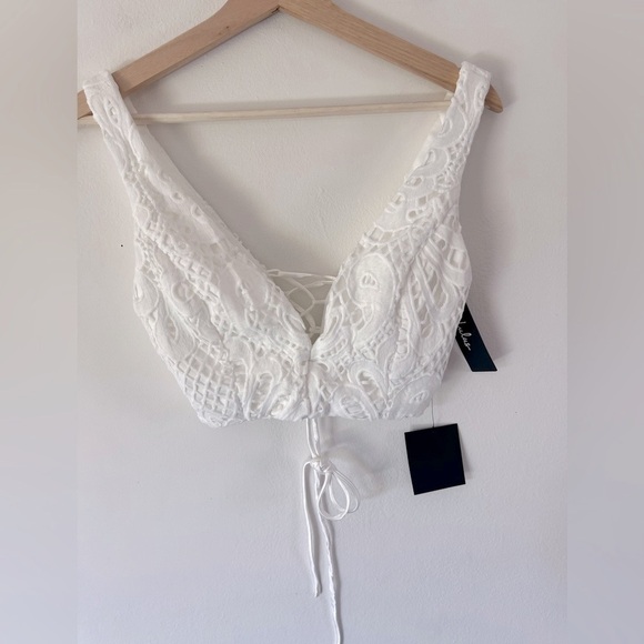 Lulus My Heart Is Yours White Lace-Up Crochet Two Piece Jumpsuit Size XS NWT - Picture 4 of 14